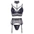 Cottelli Bondage - ensemble de lingerie dentelle avec menottes (noir) - M