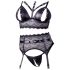 Cottelli Bondage - ensemble de lingerie dentelle avec menottes (noir) - M