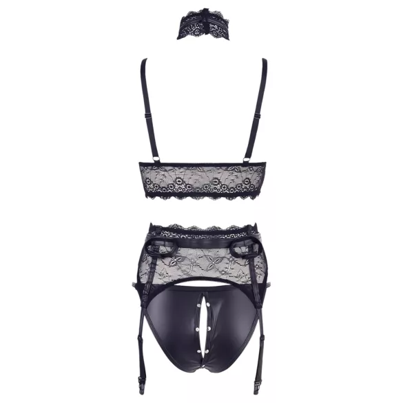Cottelli Bondage - ensemble lingerie dentelle avec menottes - noir - M