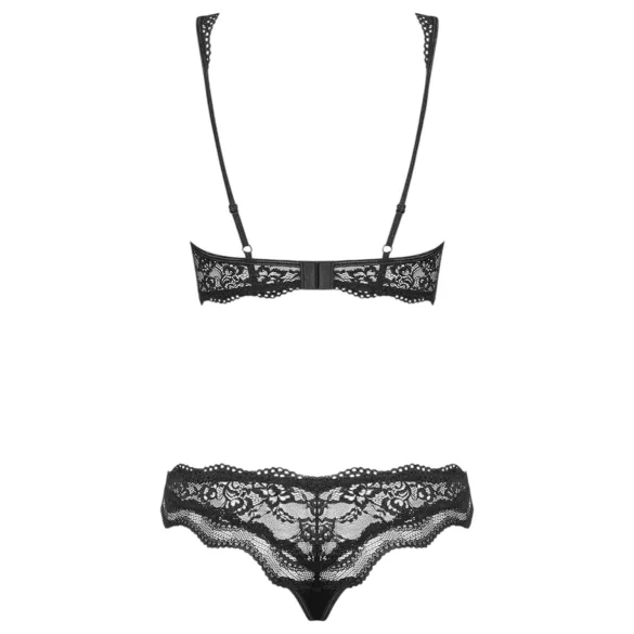 Obsessive Luvae - ensemble soutien-gorge fleurs strass - dentelle noire - L/XL