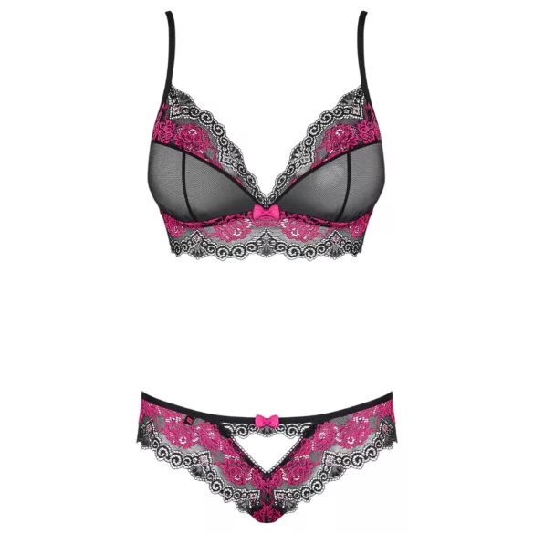 Obsessive Tulia - ensemble lingerie dentelle - noir rose