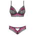 Obsessive Tulia - ensemble lingerie dentelle (noir-rose) - L/XL