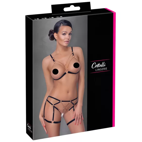 Cottelli - harnais corporel avec chaînes - 2 pièces - noir