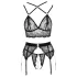 Abierta Fina - ensemble lingerie dentelle - noir - lot de 3 pièces