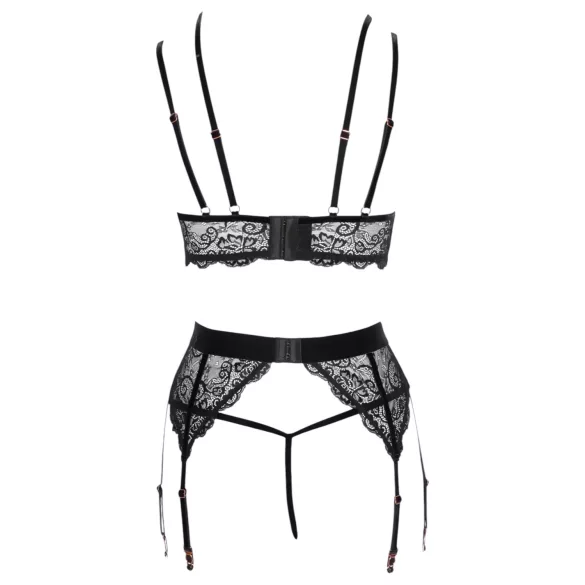 Abierta Fina - ensemble lingerie dentelle - noir - lot de 3 pièces
