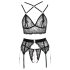 Trio de Lingerie en Dentelle "Abierta Fina" (Noir) - M