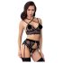 Trio de Lingerie en Dentelle "Abierta Fina" (Noir) - L