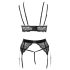 Trio de Lingerie en Dentelle "Abierta Fina" (Noir) - L