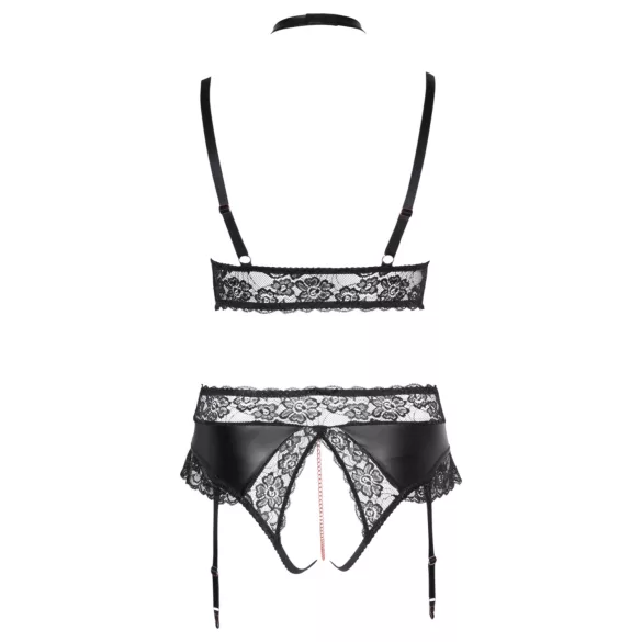 Cottelli Curves - ensemble lingerie effet brillant - noir