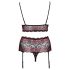 Cottelli Curves - ensemble soutien-gorge ouvert à fleurs (noir)