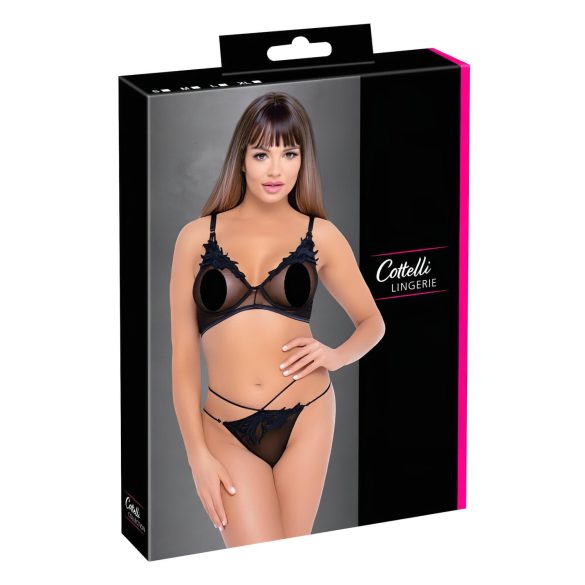 Cottelli - Ensemble soutien-gorge transparent en dentelle (noir)