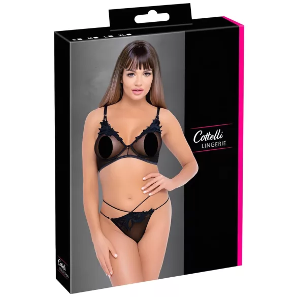 Cottelli - ensemble soutien-gorge dentelle transparent (noir)