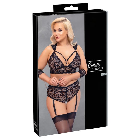 Cottelli Bondage Plus Size - Ensemble soutien-gorge dentelle (noir)