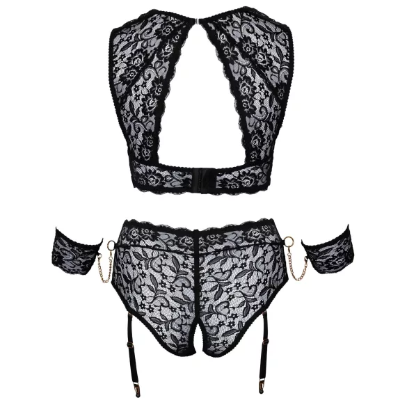 Cottelli Bondage Plus Size - Ensemble soutien-gorge dentelle (noir) - 3XL