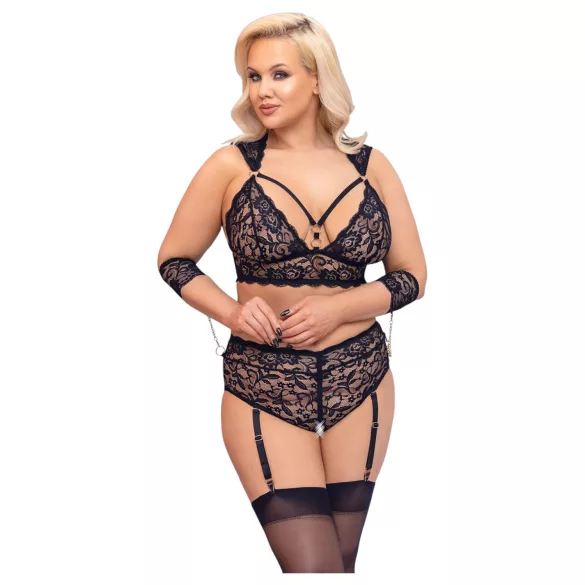 Cottelli Bondage Plus Size - Ensemble soutien-gorge dentelle (noir) - 4XL