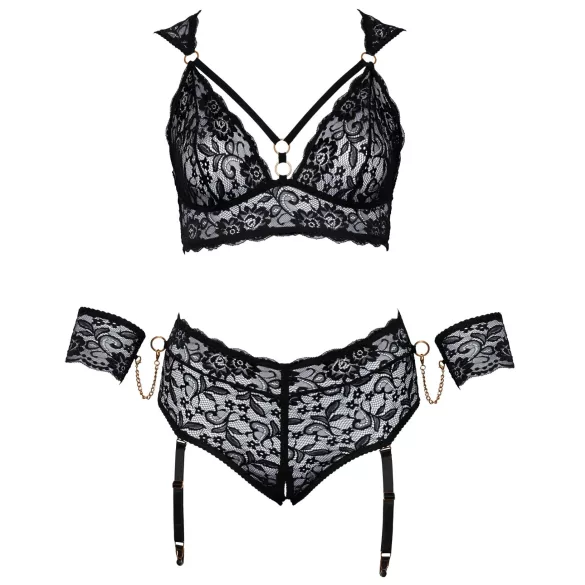 Cottelli Bondage Plus Size - Ensemble soutien-gorge dentelle (noir) - 4XL
