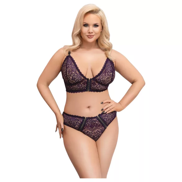 Cottelli Plus - Ensemble soutien-gorge transparent motifs (violet)