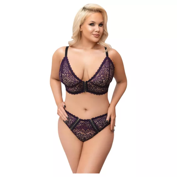 Cottelli Plus - Ensemble soutien-gorge transparent motifs (violet)