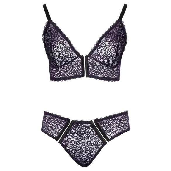Cottelli Plus - Ensemble soutien-gorge transparent motifs (violet)