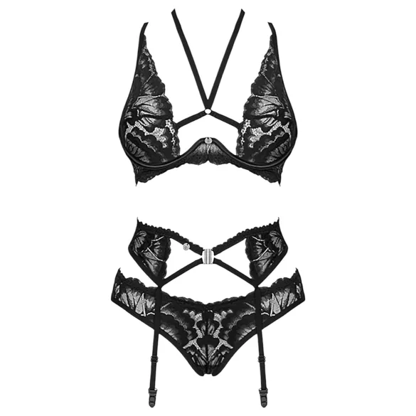 Obsessive Alessya - Ensemble de lingerie dentelle (noir) - M/L