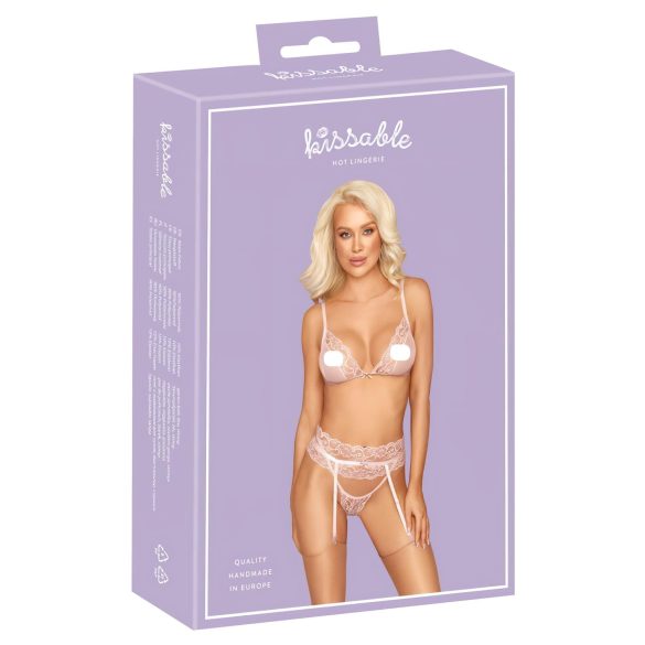 Baiser - ensemble lingerie dentelle (rose) - L/XL