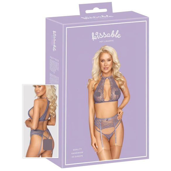 Ensemble baisable - lingerie en dentelle (violet) - L/XL