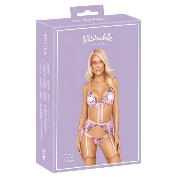 Kissable - ensemble lingerie rose brodé romantique (rose)