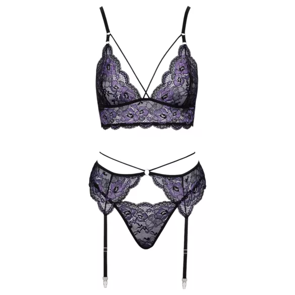 Cottelli - Ensemble 3 pièces dentelle (noir-violet) - XL