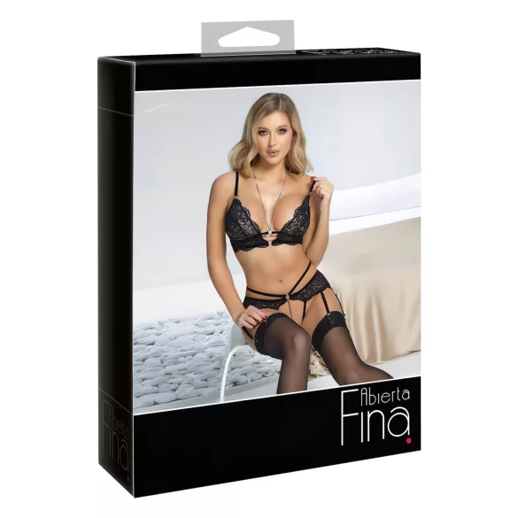 Ensemble Soutien-Gorge Dentelle Ouvert Fina (Noir) - XL