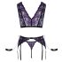 Cottelli Bondage - Ensemble lingerie & menottes (noir-violet) - M