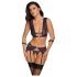 Cottelli Bondage - ensemble lingerie et menottes (noir-violet) - XL