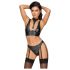 Cottelli Bondage - ensemble soutien-gorge brillant avec menottes (noir)