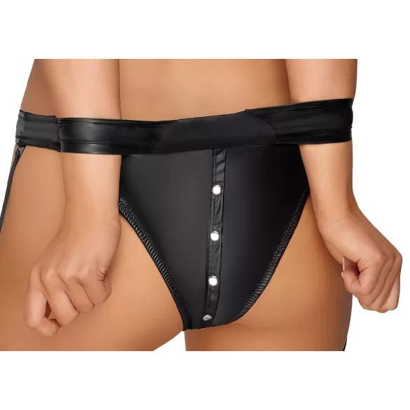 Cottelli Bondage - ensemble soutien-gorge brillant avec menottes (noir) - M