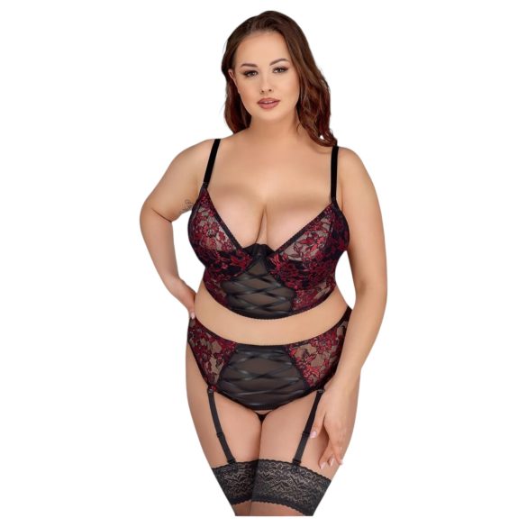 Cottelli Plus Size – Ensemble soutien-gorge (rouge) - 90C/XL