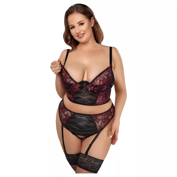 Cottelli Plus Size - ensemble de soutien-gorge réglable (rouge) - 90C/XL