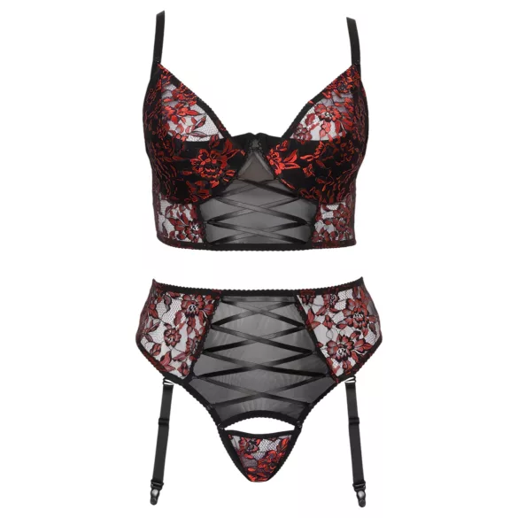 Cottelli Plus Size - ensemble de soutien-gorge réglable (rouge) - 90C/XL