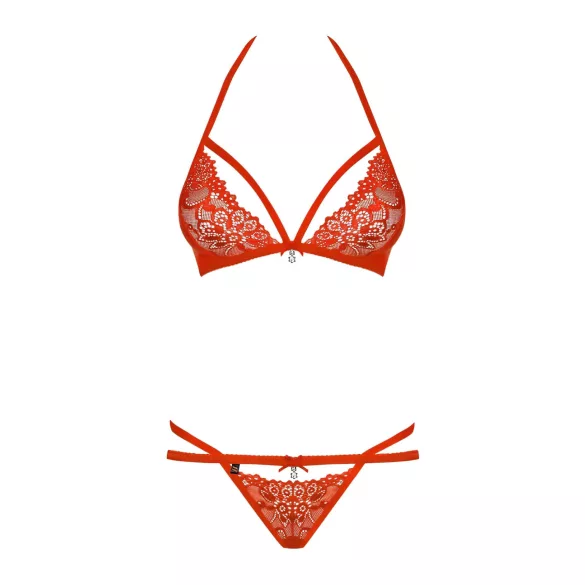 Obsessive - ensemble soutien-gorge en dentelle à lanières - rouge - L/XL