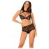 Ensemble Soutien-Gorge Transparent Imprimé Obsessive Elizenes (Noir)