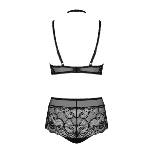 Obsessive Elizenes - ensemble soutien-gorge transparent à motifs (noir)