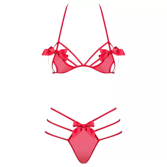 Obsessive - ensemble lingerie femme avec nœud - rouge