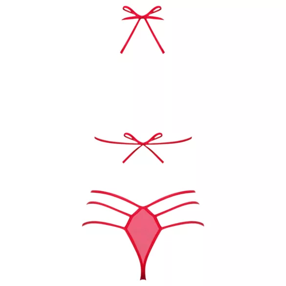 Obsessive - ensemble lingerie femme avec nœud - rouge