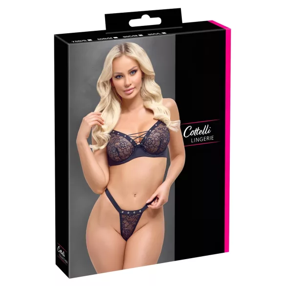 Cottelli Party - ensemble soutien-gorge lacé - noir - 85C/L