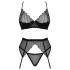 Obsessive Chemeris - ensemble soutien-gorge avec porte-jarretelles (noir) - XL/XXL
