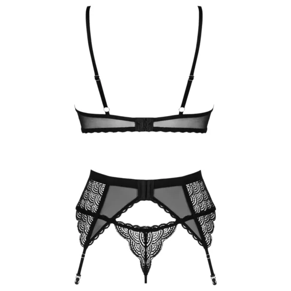 Obsessive Chemeris - ensemble soutien-gorge avec porte-jarretelles (noir) - XL/XXL
