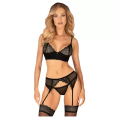   Obsessive Chemeris - ensemble soutien-gorge avec porte-jarretelles (noir)
