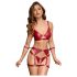Cottelli Bondage - ensemble soutien-gorge brillant & menottes (rouge)