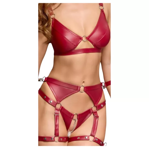 Cottelli Bondage - ensemble soutien-gorge brillant & menottes (rouge)