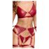 Cottelli Bondage - ensemble soutien-gorge brillant & menottes (rouge)