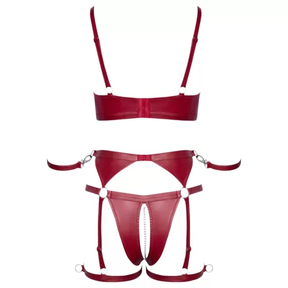 Cottelli Bondage - ensemble soutien-gorge brillant & menottes (rouge)