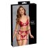 Cottelli Bondage - ensemble soutien-gorge brillant & menottes (rouge)